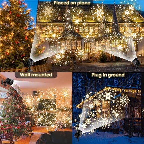 Christmas Projector Lights Outdoor, Led Snowflake Projector Lights, Waterproof - Picture 3 of 6